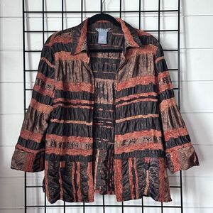 Koret Blouse Open Front‎ Jacket Womens 14 Brown Rust Cottagecore Grandma Core